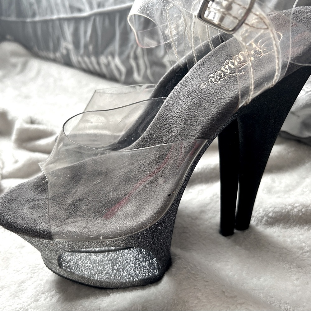Pleaser ombré sparkle 6 inch open toe heels
